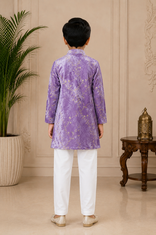 Embroidered Velvet Kurta with chudidar