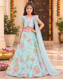 Floral Printed And Embroidered Top With Matching Lehenga And Dupatta| Embroidered Top & Organza Dupatta | Kirti Agarwal