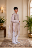 Beige embroidered kurta set featuring a graceful dupatta.| Designer Kids Ethnic Wear | Kirti Agarwal