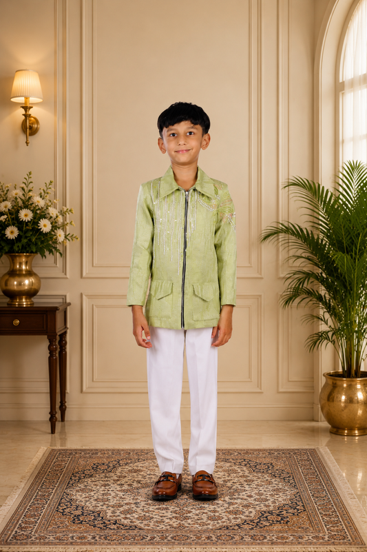 Pistachio Indo-Western set| Designer Kids Ethnic Wear | Kirti Agarwal