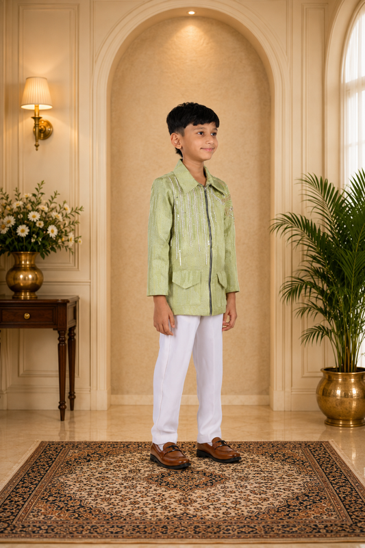 Pistachio Indo-Western set| Designer Kids Ethnic Wear | Kirti Agarwal