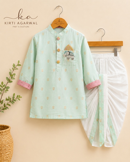 Booti Work Ethnic Kurta And Dhoti