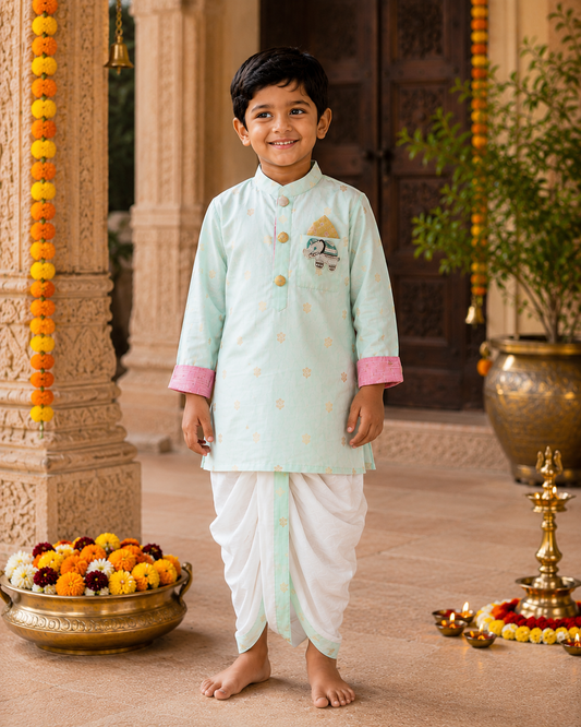 Booti Work Ethnic Kurta And Dhoti