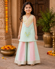 Booti Work Ethnic Kurta And Dhoti & Ethnic Sleeveless Kurti With Wide-Leg Palazzo