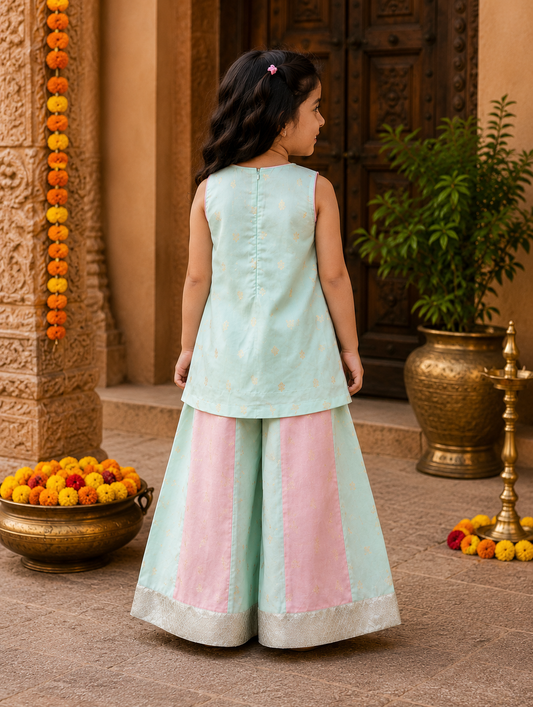 Ethnic Sleeveless Kurti With Wide-Leg Palazzo