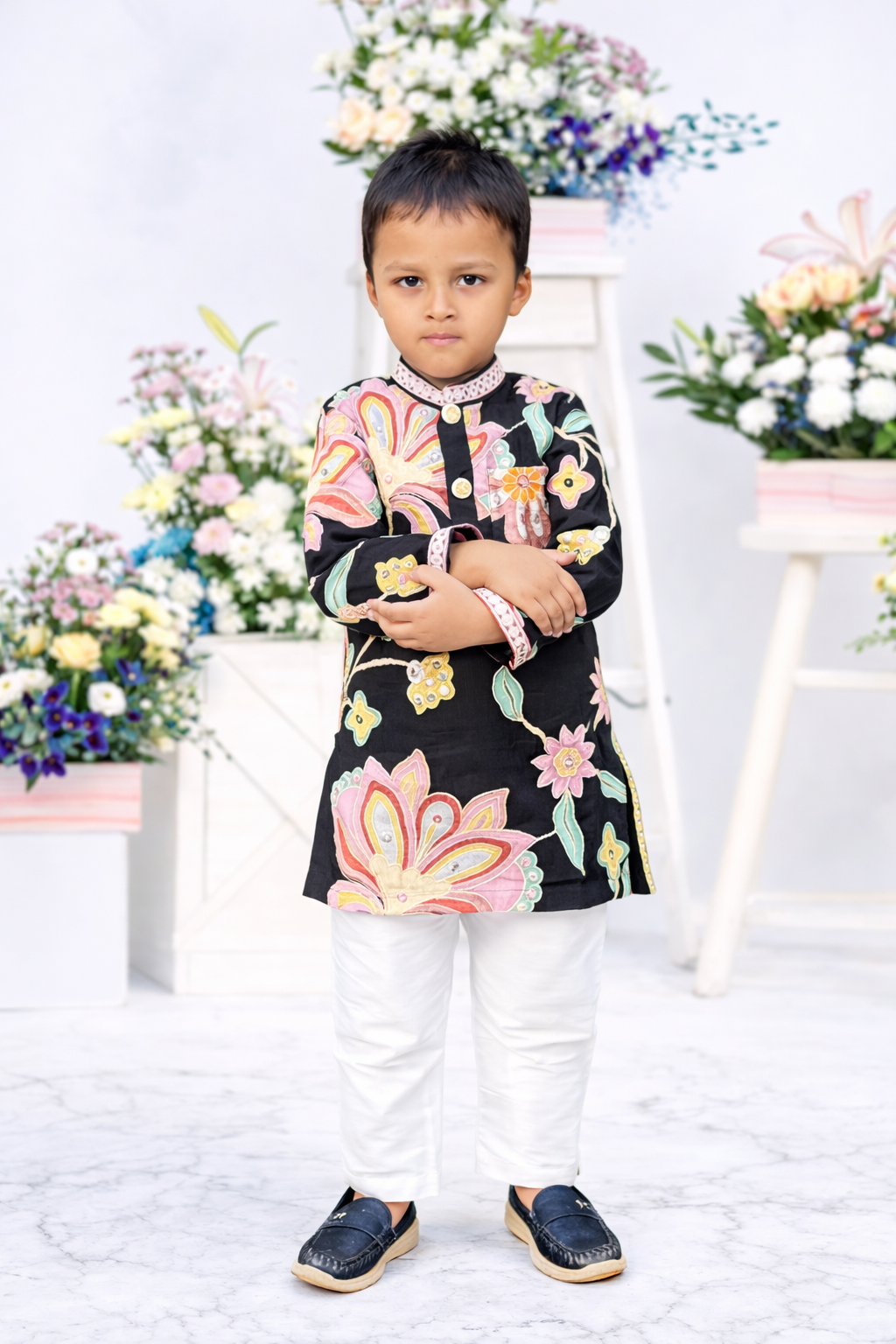Designer floral kurta set for boys festive ethnic wear