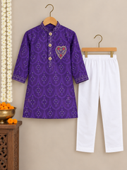 Purple Chanderi Silk Kurta Set