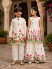Red Lotus Chanderi Print Outfit sets for boys and girls