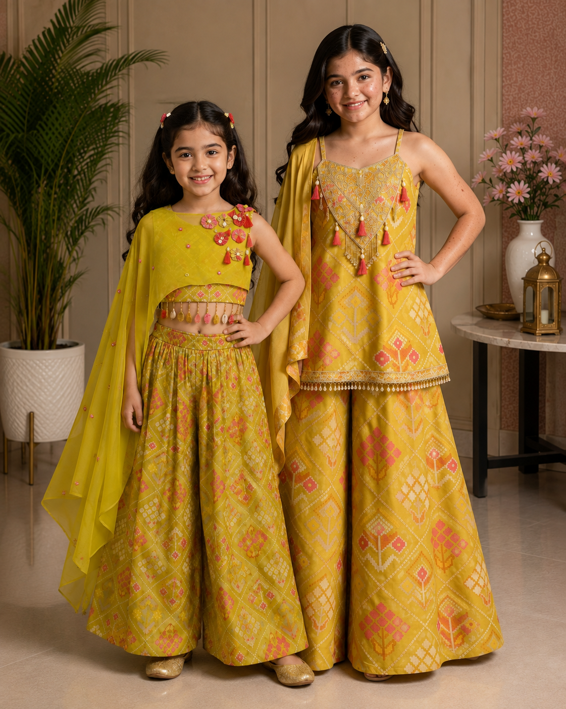 Green Patola print set for Girls.