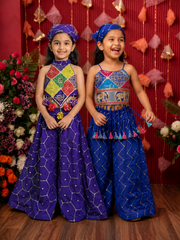 Blue and Purple Stylish Palazzo Sets with Head gear