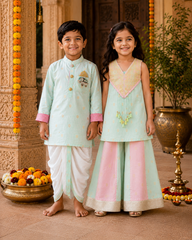 Booti Work Ethnic Kurta And Dhoti & Ethnic Sleeveless Kurti With Wide-Leg Palazzo