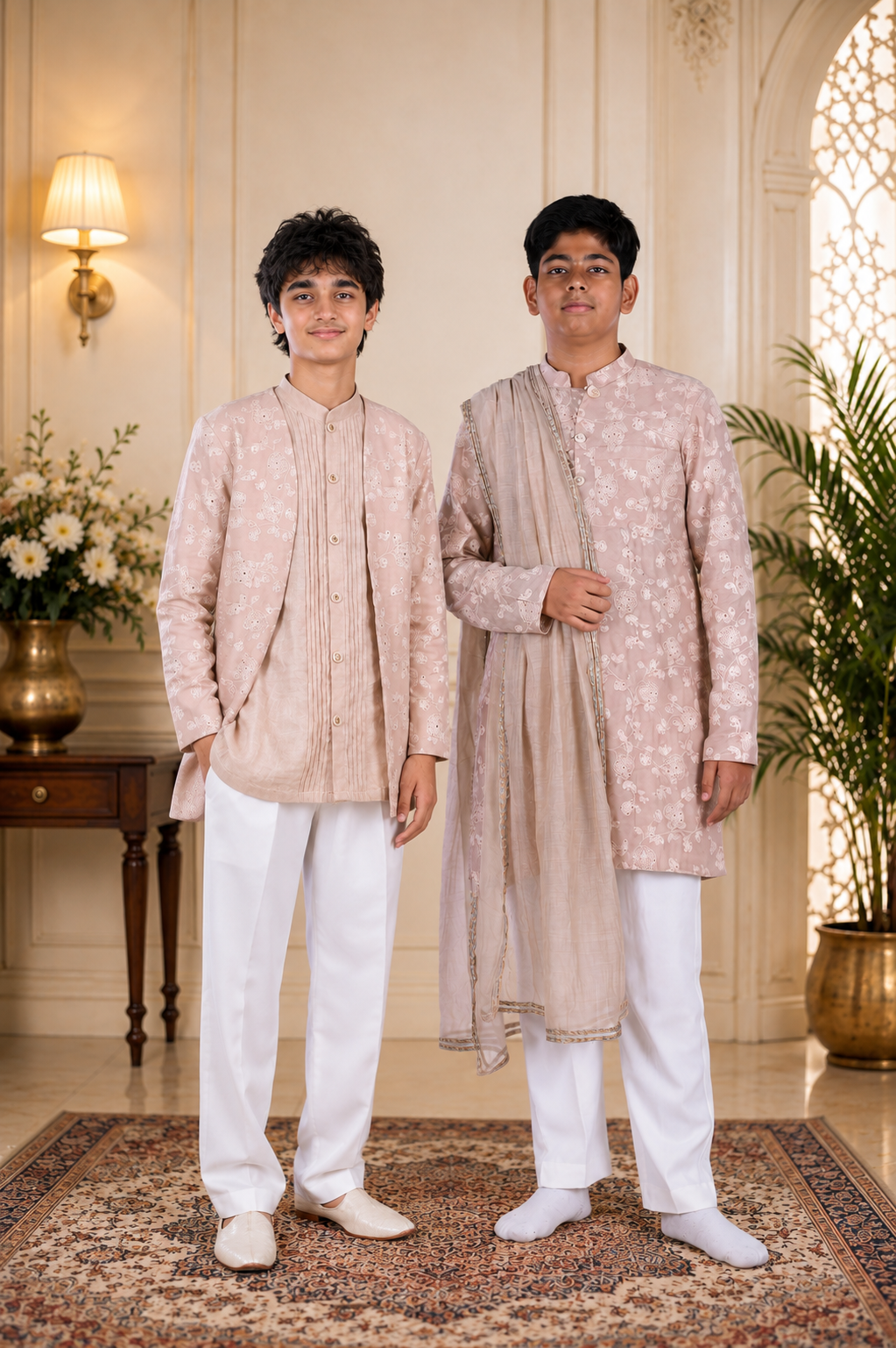Elegant embroidered jacket sets for boys