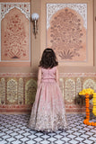 Dusty Old Rose Tissue Silk Top with Silver Floral Embroidery, Statement Hangings & Embellished Lehenga.