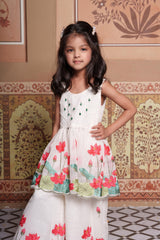 Elegant Chanderi Silk Floral Kurta Set & Flared Palazzo.