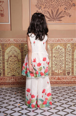 Elegant Chanderi Silk Floral Kurta Set & Flared Palazzo.