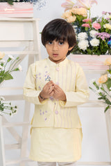 designer pastel lemon boys kurta outfit for wedding and festive wear