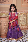 Purple & Red Hand-Embroidered Top & Jacket with Dupatta and Flared Lehenga