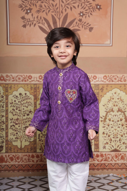 Purple Chanderi Silk Kurta Set