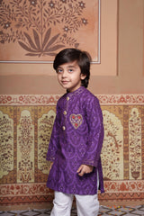 Purple Chanderi Silk Kurta Set