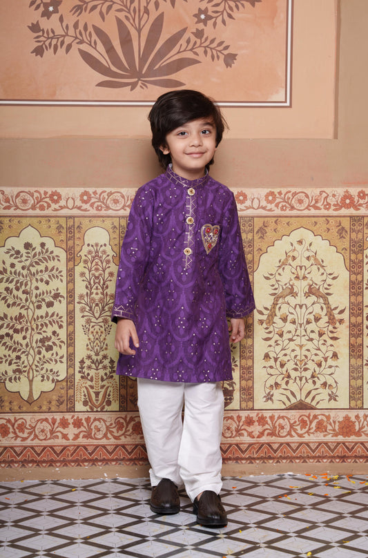 Purple Chanderi Silk Kurta Set