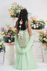 Kids festive mint kurti with flared sharara by Kirti Agarwal