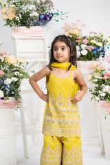 Kids festive yellow sharara set with dupatta by Kirti Agarwal