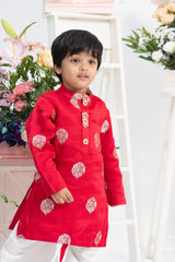 Royal Red Silk Kurta Set for boys with Dhoti Pants | Kids Festive & Wedding Outfit | Kirti Agarwal