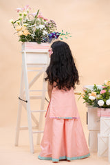 Peach Embroidered Kurti with Flared Palazzo set for Girls | Festive Ethnic Wear | Kirti Agarwal