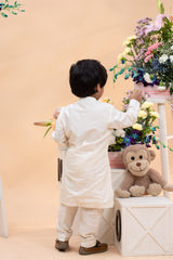 Ivory Embroidered Elephant Kurta Set