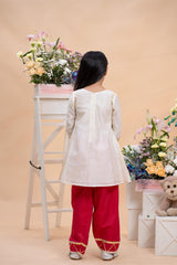 kids ivory kurti with red farsi salwar ethnic outfit