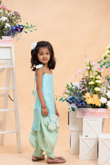 Mint Green Lace Kurti with Striped Dhoti Set for Girls | Festive Ethnic Wear | Kirti Agarwal