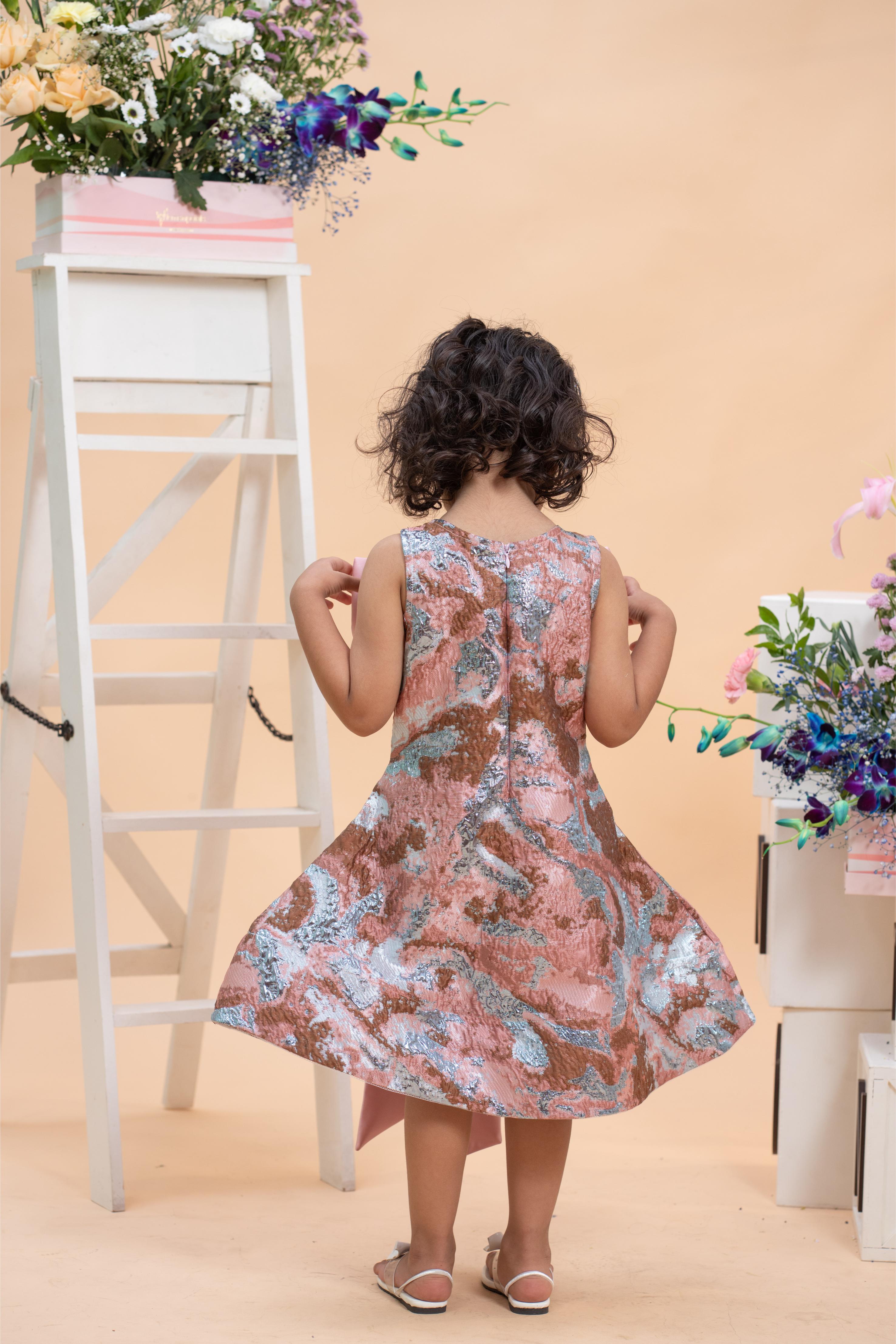 kids blush jacquard birthday party dress for girls