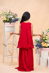 Ruby Red Embroidered Sharara Set for Girls | Festive Ethnic Wear | Kirti Agarwal