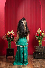 kids emerald green embroidered sharara ethnic outfit