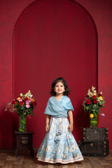 designer powder blue girls lehenga outfit for wedding and festive wear