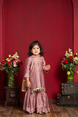 designer dusty rose sharara outfit for girls festive wear