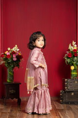 kids dusty rose embroidered kurti sharara ethnic outfit