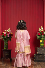 Dusty Rose Embroidered Kurti with Sharara and Sheer Dupatta Set for Girls | Festive Ethnic Wear | Kirti Agarwal