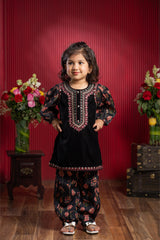 Velvet Kurti With Printed Pant