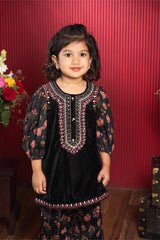 Velvet Kurti With Printed Pant