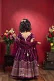 Sequin Embroidered Wine Lehenga Set for Girls | Net Dupatta | Kirti Agarwal