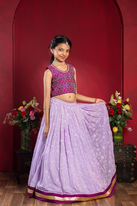 designer girls lavender magenta lehenga outfit for wedding and festive wear