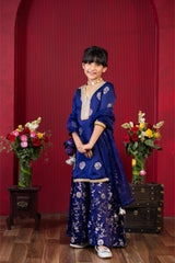designer lace kurti floral palazzo outfit for girls festive wear