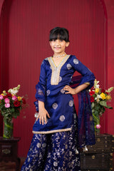 Lace Adorned Kurti with Floral Palazzo & Dupatta Set for Girls | Festive Ethnic Wear | Kirti Agarwal
