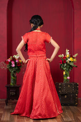 kids royal red gold lehenga ethnic outfit for celebration