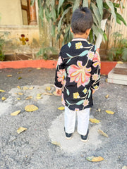 Stylish Floral Kurta With Patch Pocket Detail And Pyjama