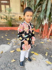 Stylish Floral Kurta With Patch Pocket Detail And Pyjama