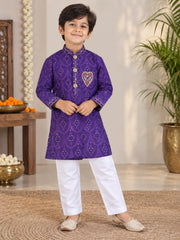 Purple Chanderi Silk Kurta Set