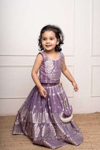 Brocade Embroidered Purple Top And Lehenga - Kirti Agarwal