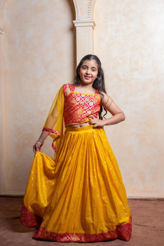 Brocade Top With Lehenga And Dupatta & Multicolour Strappy Brocade Top With Panelled Lehenga And Dupatta - Kirti Agarwal